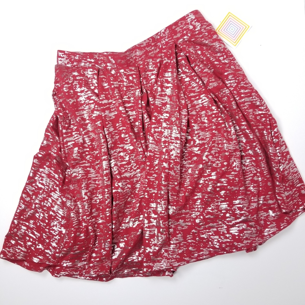 Lularoe NEW Elegant Madison Red Metallic Skirt XL